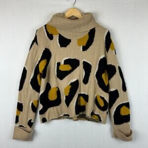Moth Anthropologie Leopard Spotted Turtleneck Sweater 71S773ANT Women's Size M